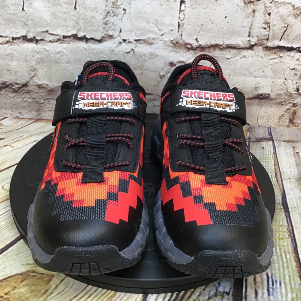 Skechers Minecraft Kids Orange Red Slip On Adjustable Strap Sneakers Size 1 Y - Picture 2 of 8